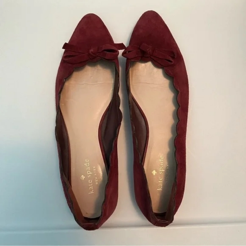 Kate Spade New York "Karolina" Suede Bow Flats Size 9 EUC Retail $228 - Picture 2 of 6